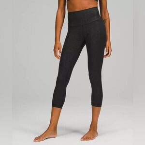 lululemon Align High-Rise Crop 23” Leggings 8 Aqueous Emboss Black Wave Pattern